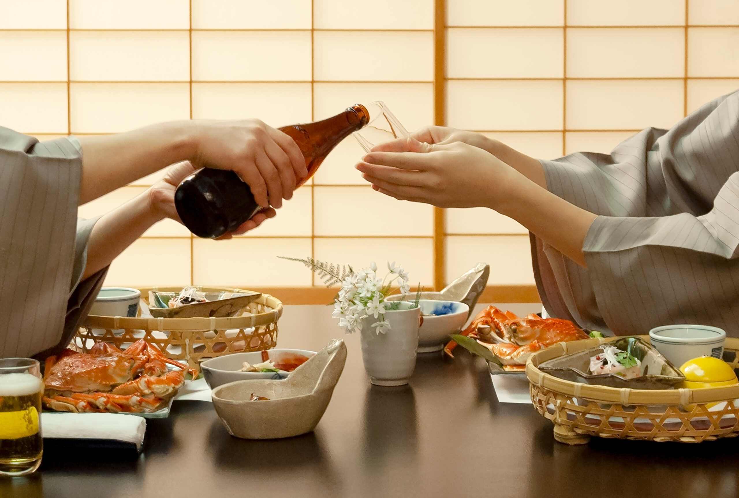 旅館での夕食